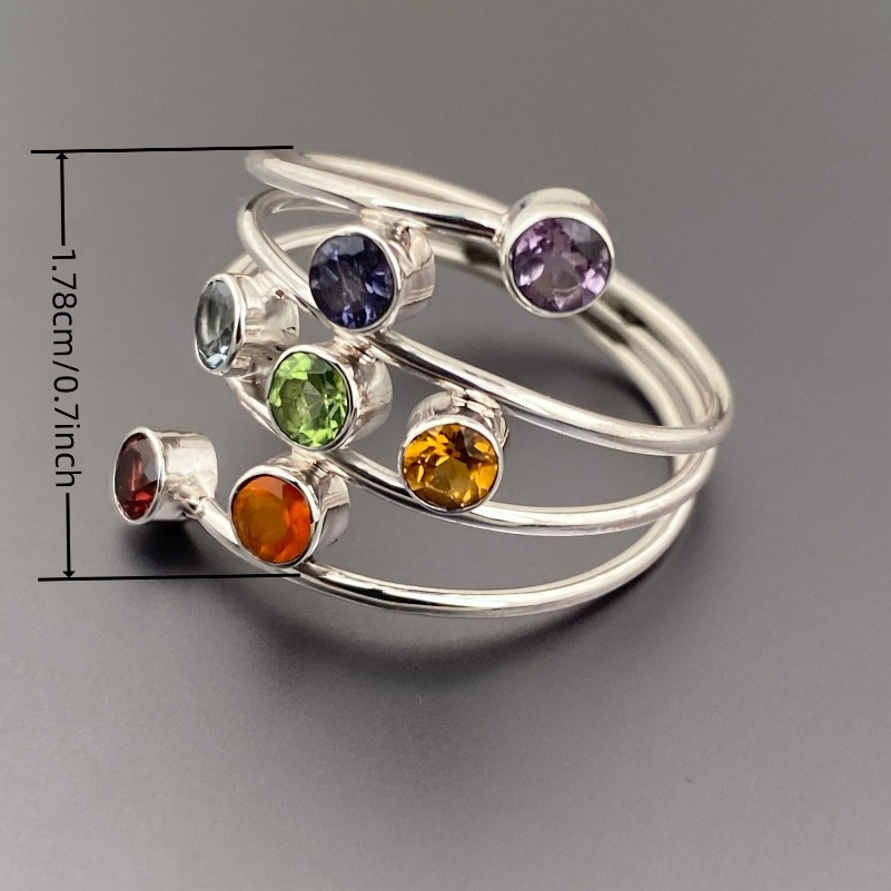Unisex Wide Ring with Colorful Zirconia — Everyday Wear